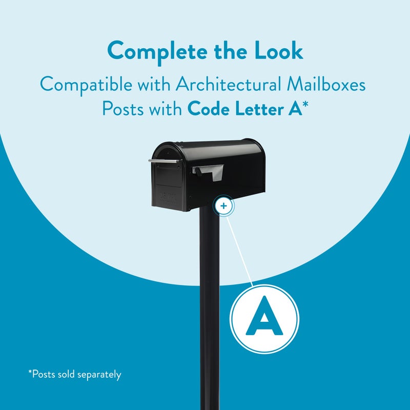 Architectural Mailboxes Franklin Post Mount Mailbox, Black with Silver Accents, FM110BEC - Image 5